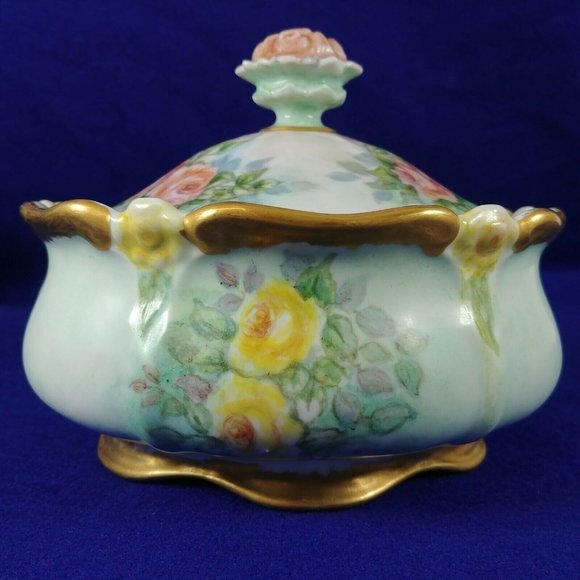 Porcelain Bowl with Lid Gold Trim Hallmarked Bavaria Germany - Picture 7 of 12